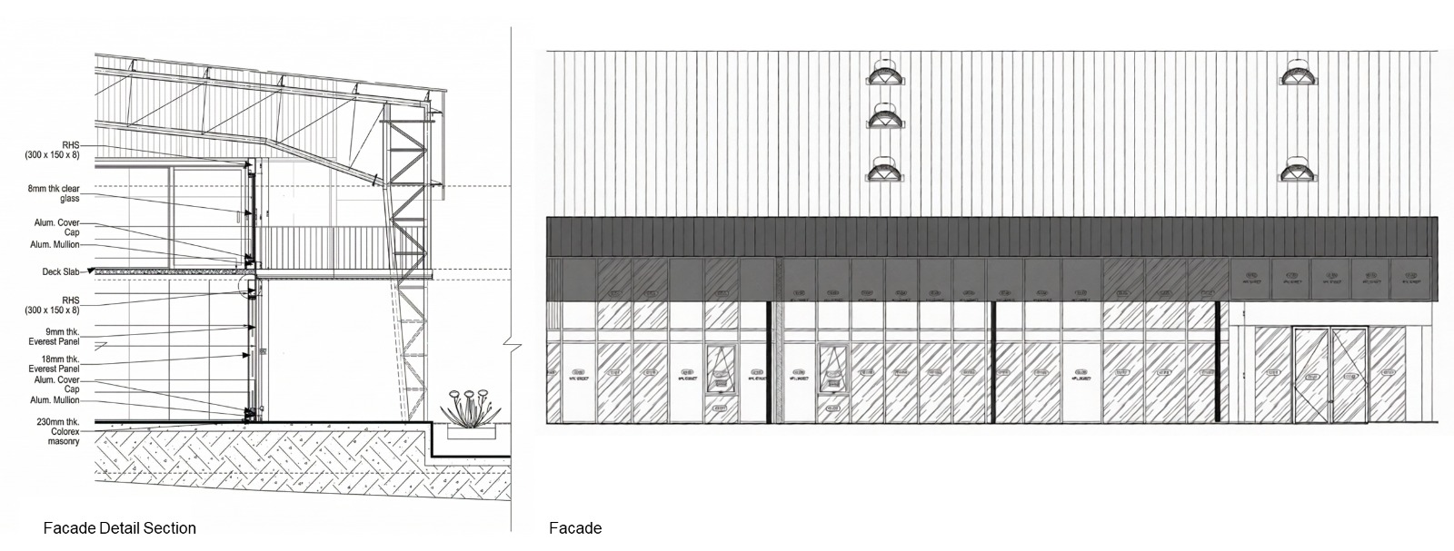 Facade Detail Section and Facade